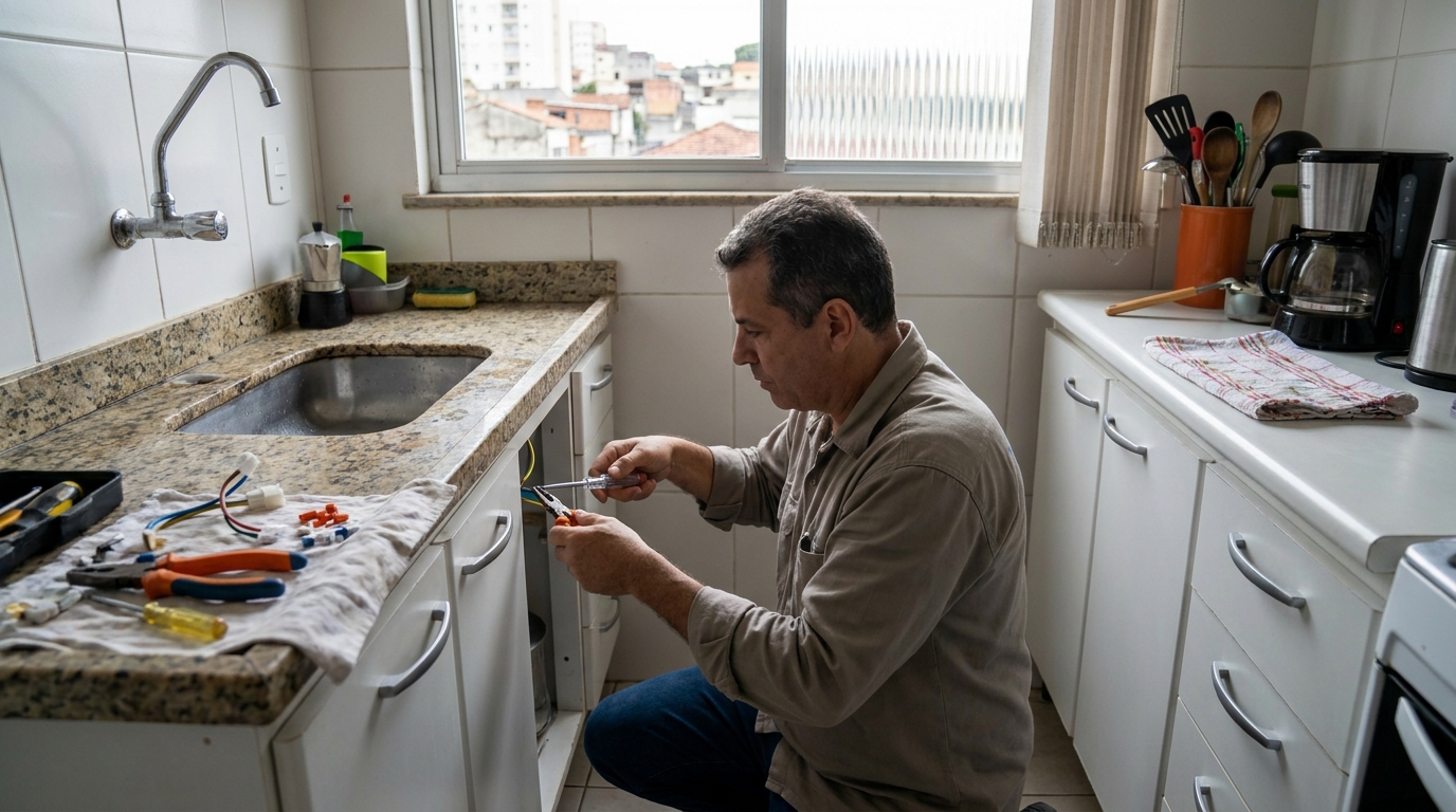 Eletricista instalando torneira eletrica em Jaboatão dos Guararapes‑PE